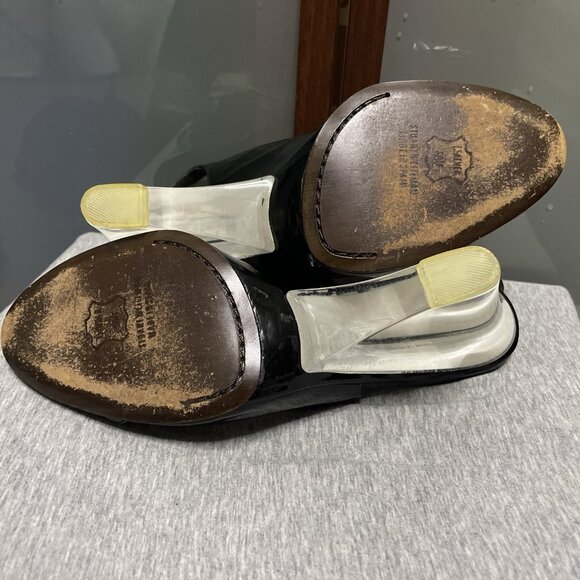 Stuart Weitzman Vintage Y2K Womens Plexiglass Lucite Wedge Peeptoe Sandals 9.5 N - Picture 8 of 8